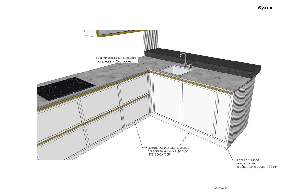 Дизайн нижних шкафов кухни