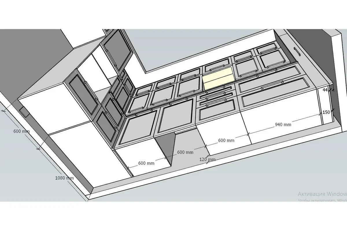 Нижние шкафы кухни детали