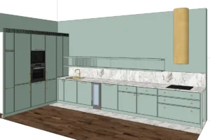Зеленая кухня-гостиная 3D модель