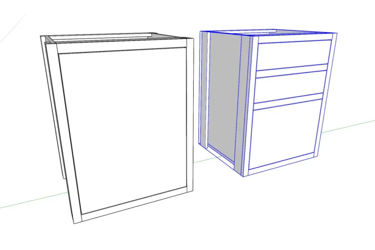 Моделирование каркасно-рамочной конструкции базового шкафа с выдвижными ящиками
