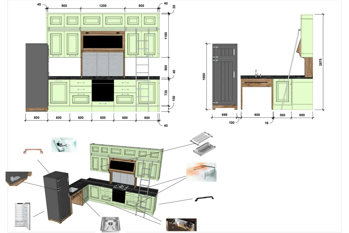 Чертеж кухонного гарнитура с размерами. Этапы обустройства кухни | Идеи дизайна интерьера