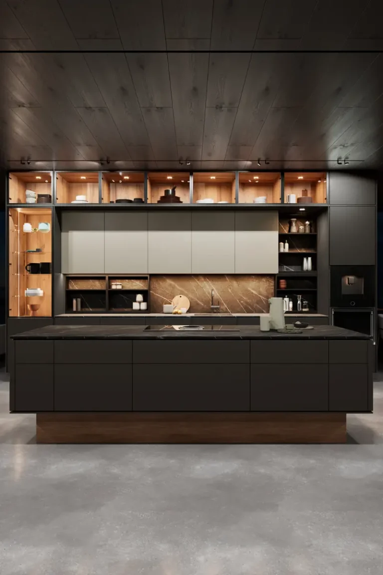 Дизайн современной черной кухни JG Спацио в минималистичном стиле
