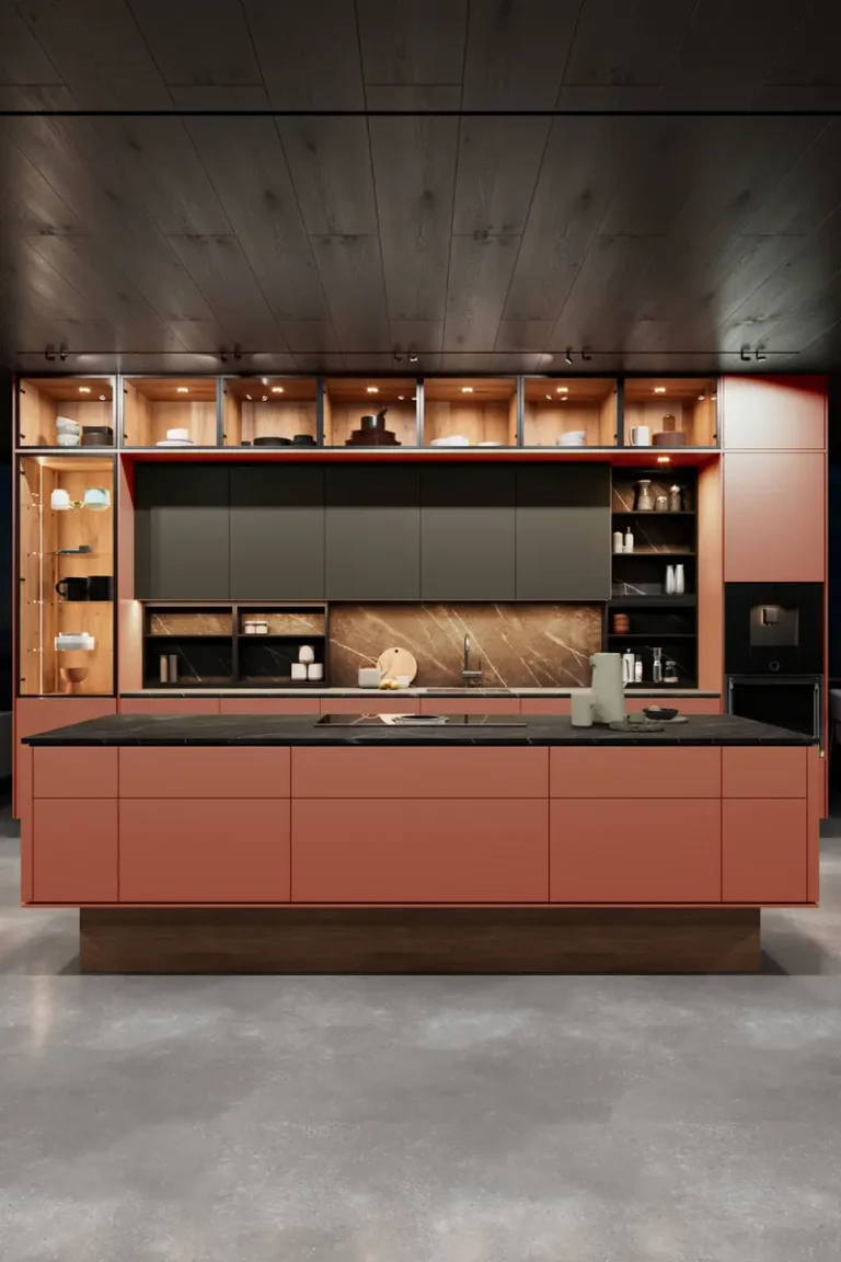 Дизайн современной красной кухни JG Спацио в минималистичном стиле