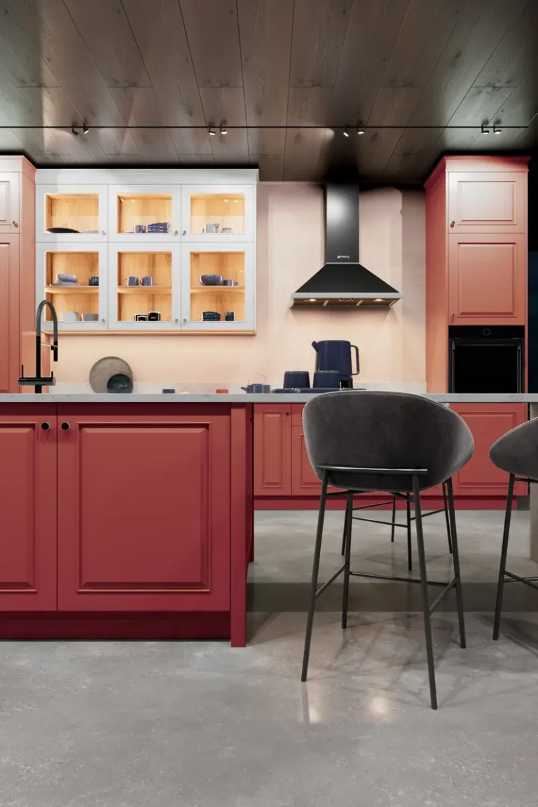 Красная кухня JG Марта в неоклассическом стиле