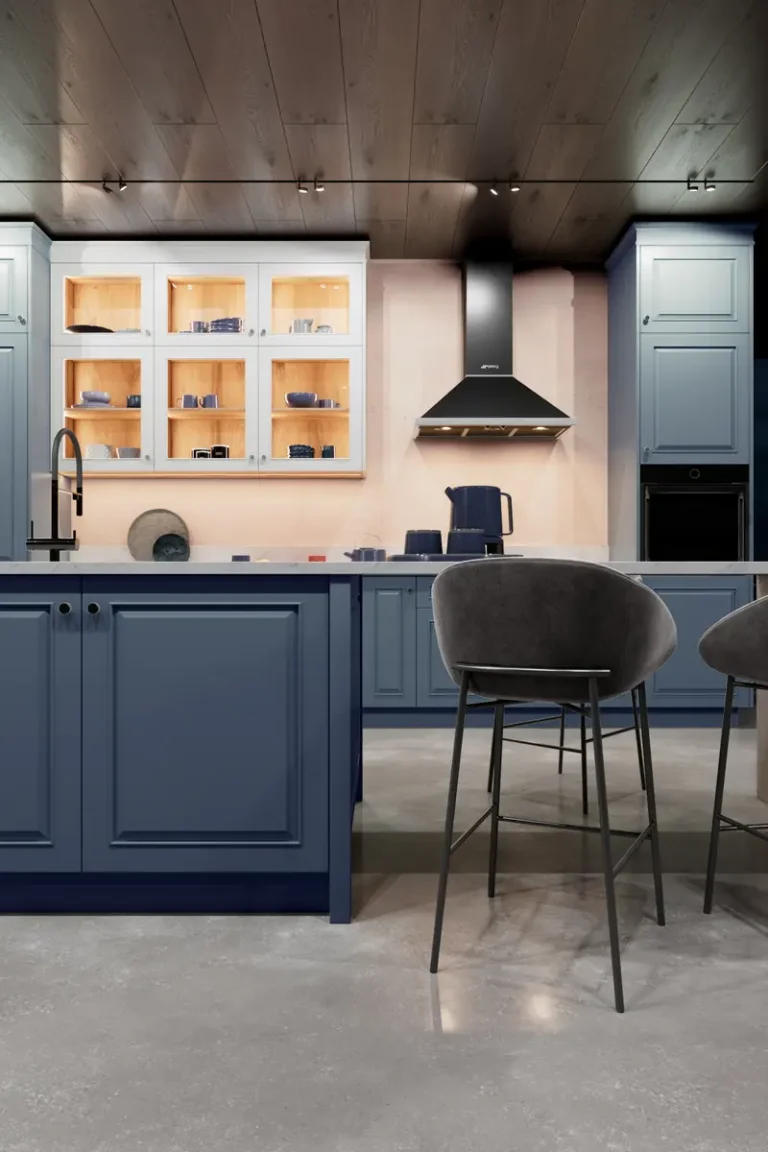 Синяя кухня JG Марта в неоклассическом стиле