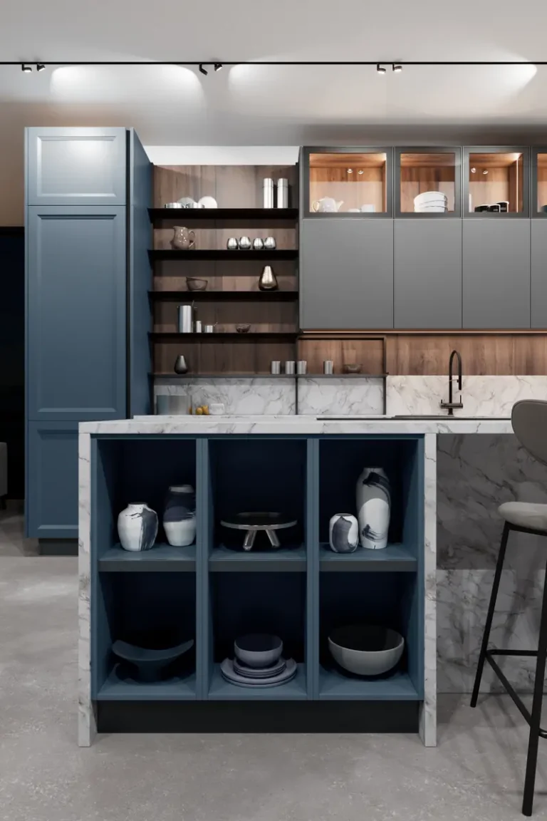 Синяя кухня JG Меджик в неоклассическом стиле