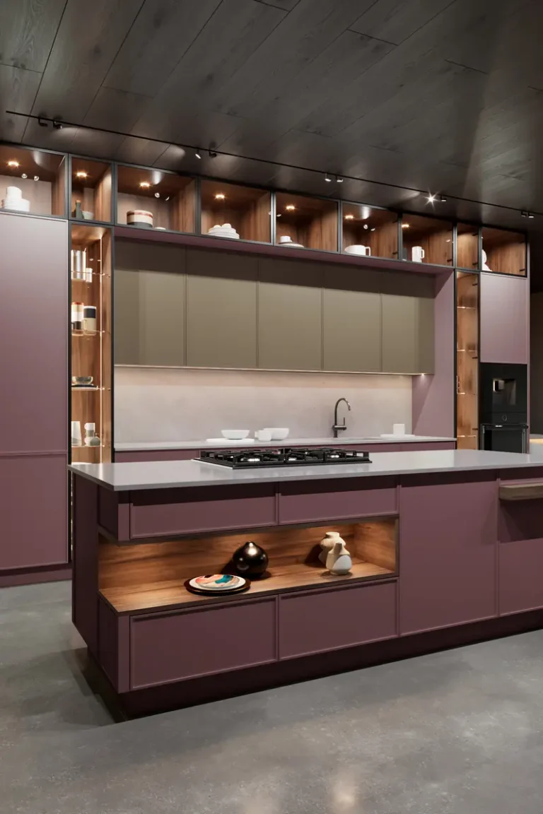 Современная фиолетовая кухня JG Минимал в стиле минимализм