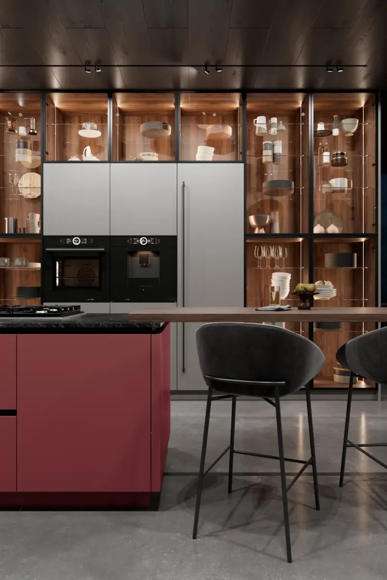 Современная красная кухня JG Нео в стиле минимализм