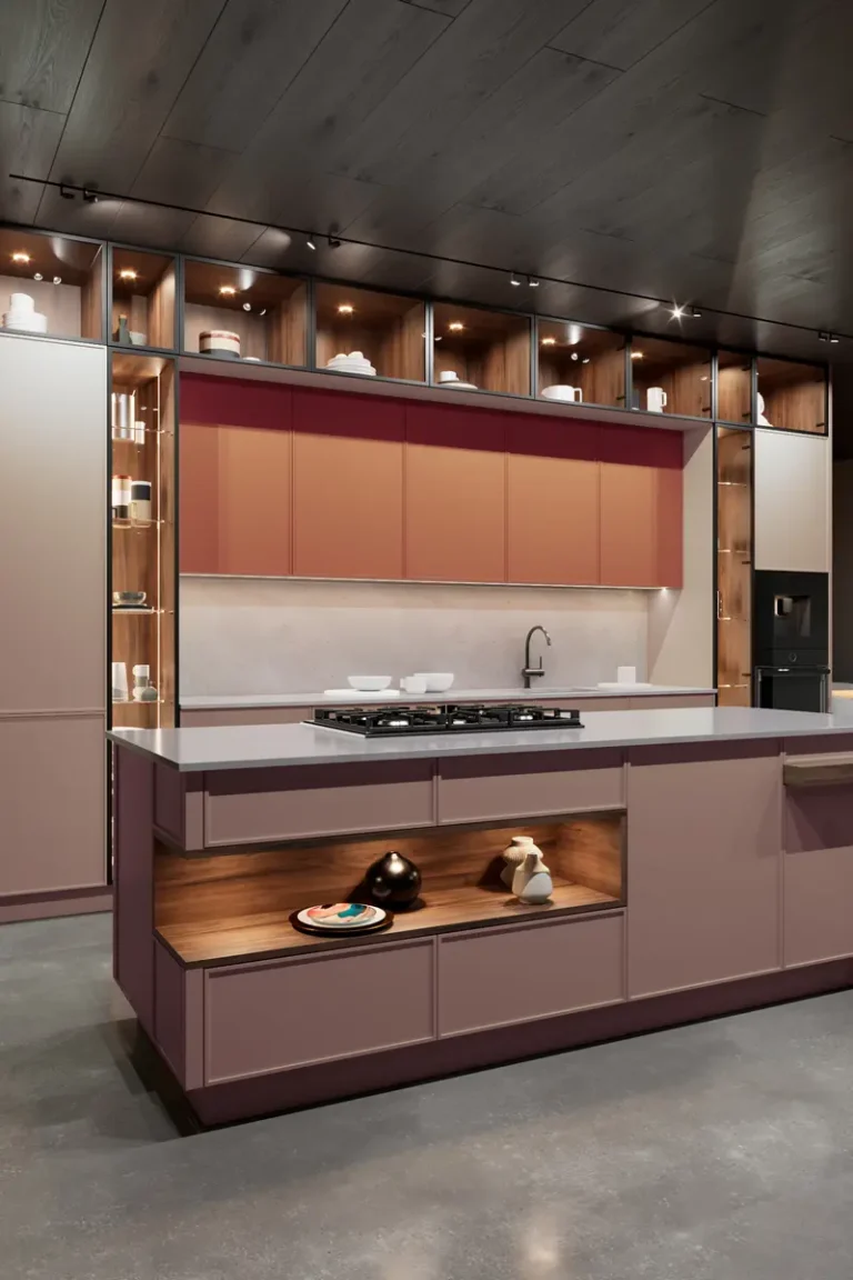 Современная розовая кухня JG Минимал в стиле минимализм