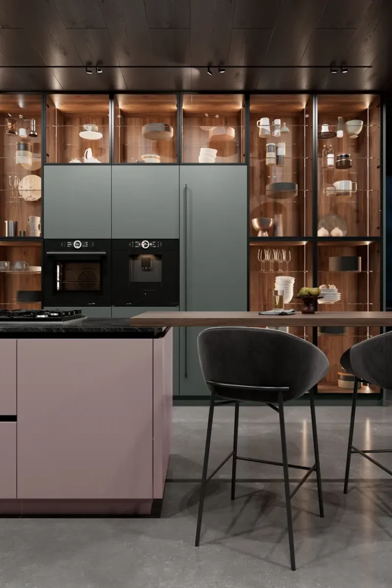 Современная розовая кухня JG Нео в стиле минимализм