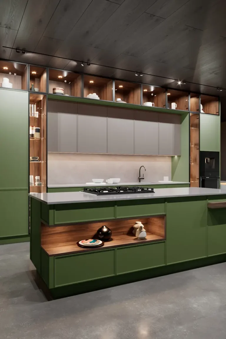 Современная зеленая кухня JG Минимал в стиле минимализм