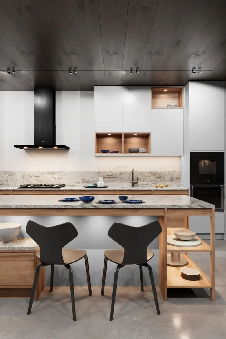 Дизайн современной белой кухни JG Феникс в стиле модерн