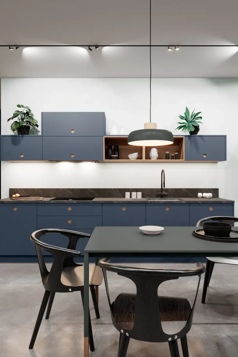 Дизайн современной синей кухни JG Юнит в стиле модерн